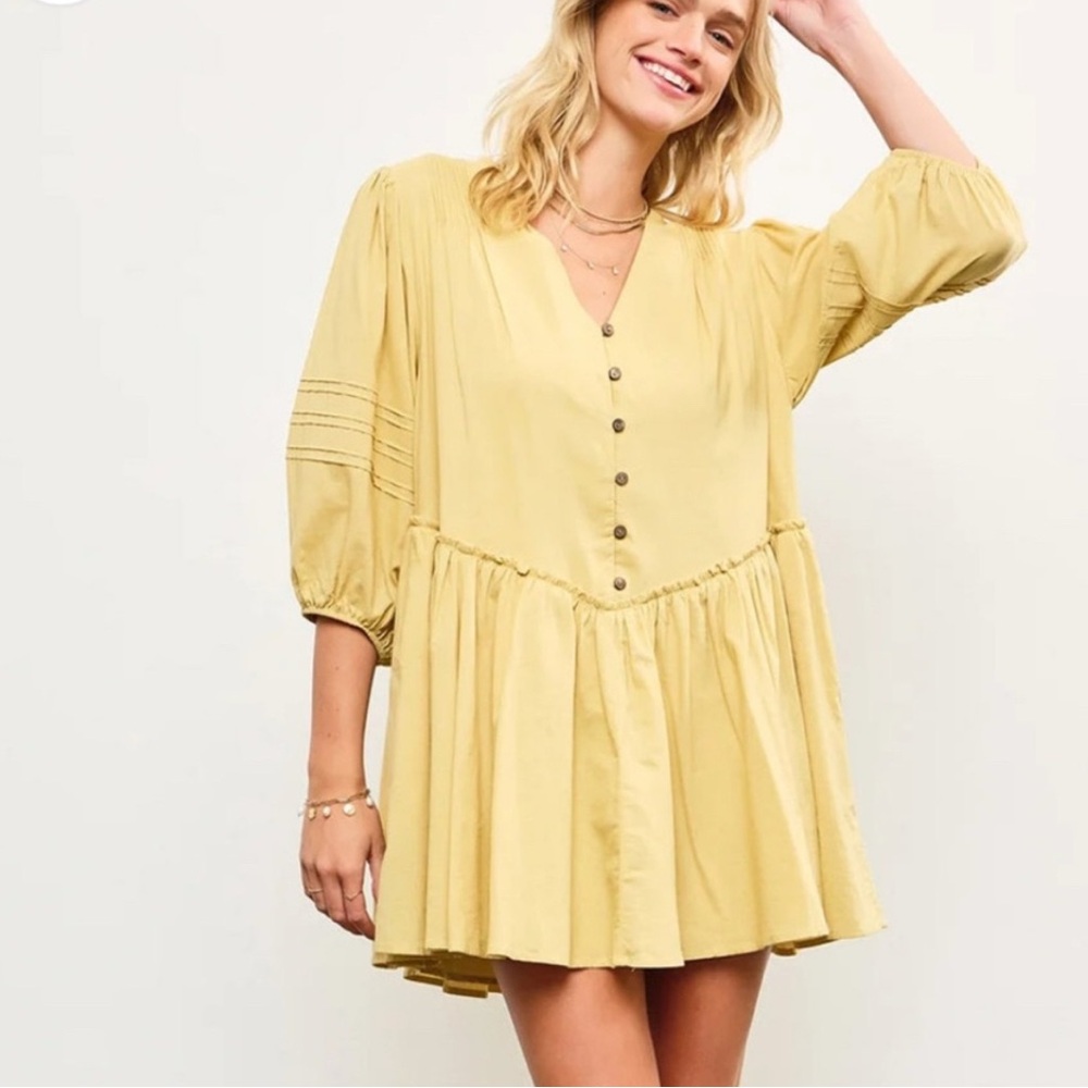 Yellow Mini Dress L - Picture 2 of 4